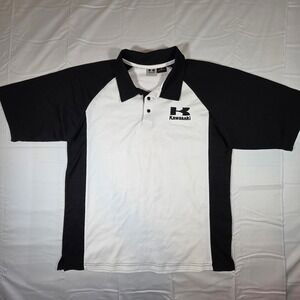 Kawasaki Genuine Accessories Mens XL Polo Shirt Colorblock Black White Pique
